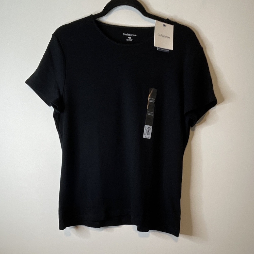 Croft & Barrow PXL Black Solid Pima Cotton Crew Neck Tee Classic Minimalist NWT